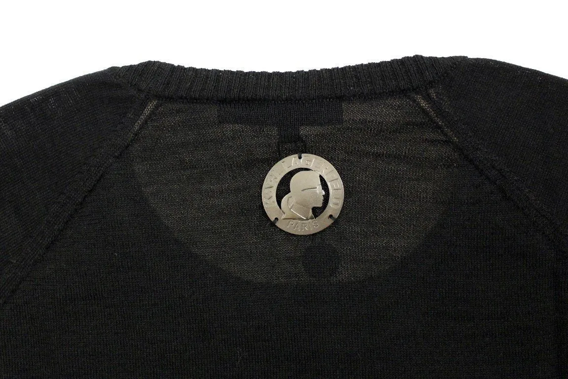 Black crewneck pullover sweater