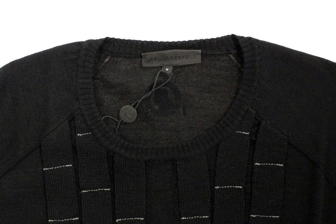 Black crewneck pullover sweater