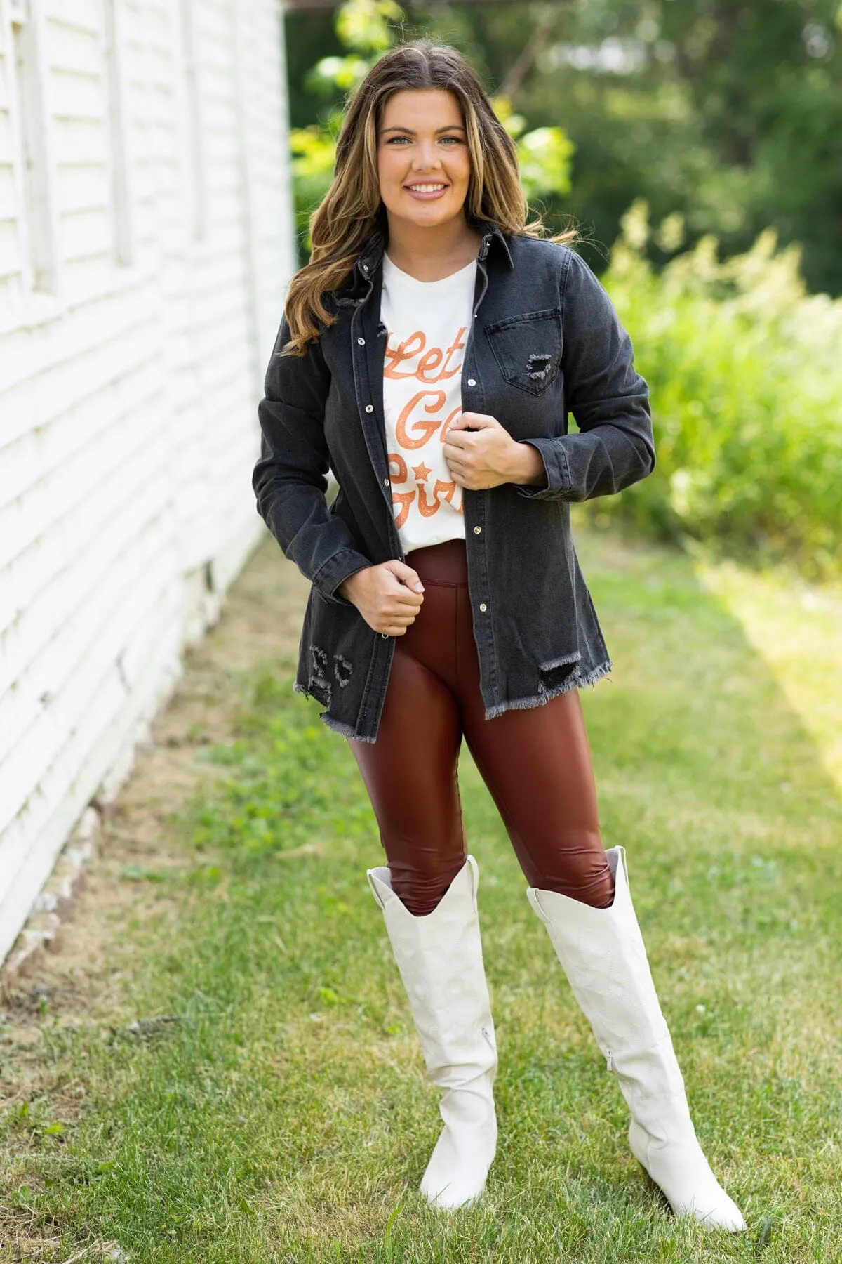 Black Distressed Fray Hem Denim Jacket