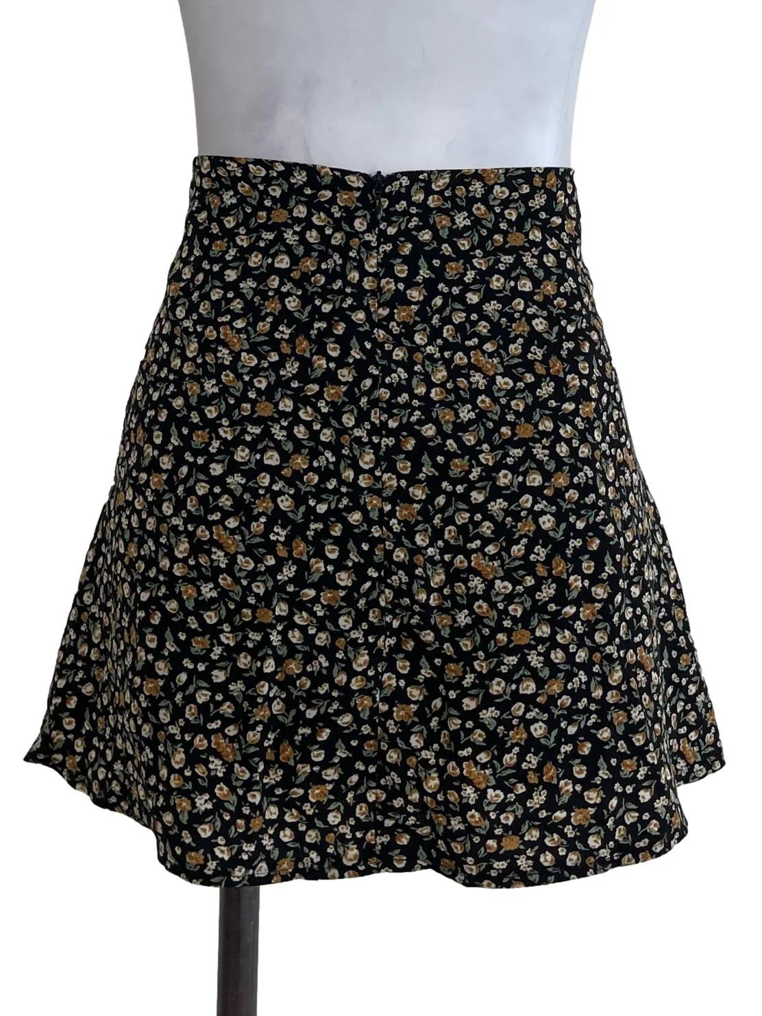 Black Floral Mini Skirt