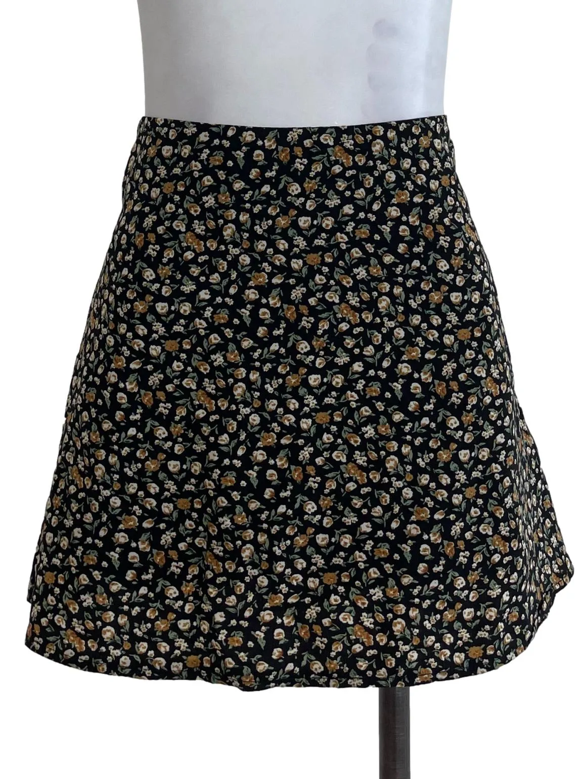 Black Floral Mini Skirt