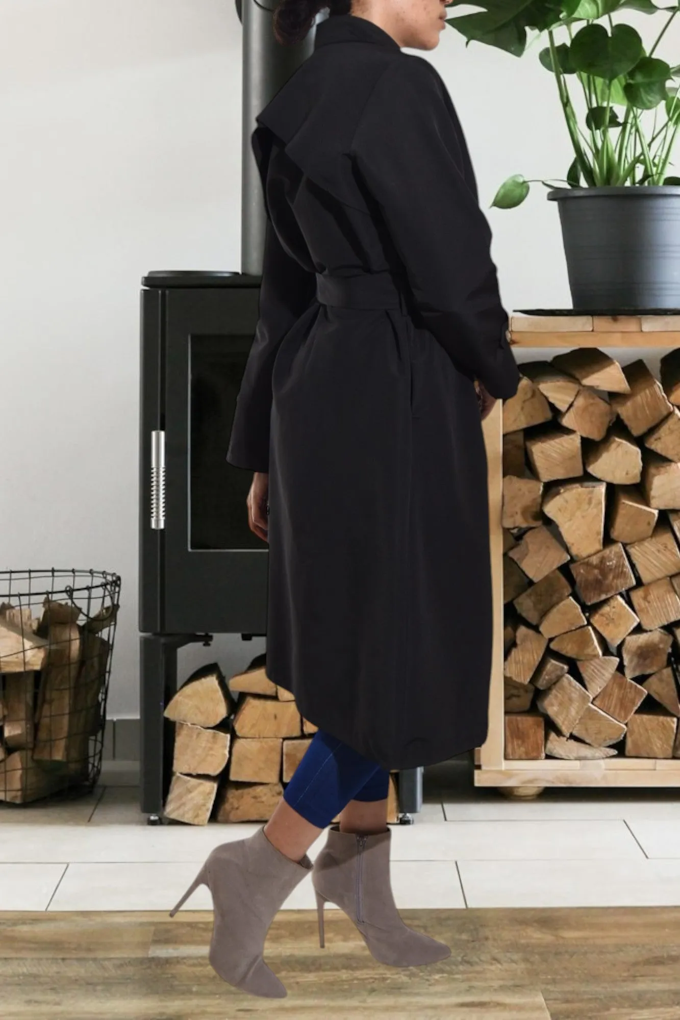 Black Lined Trench Coat