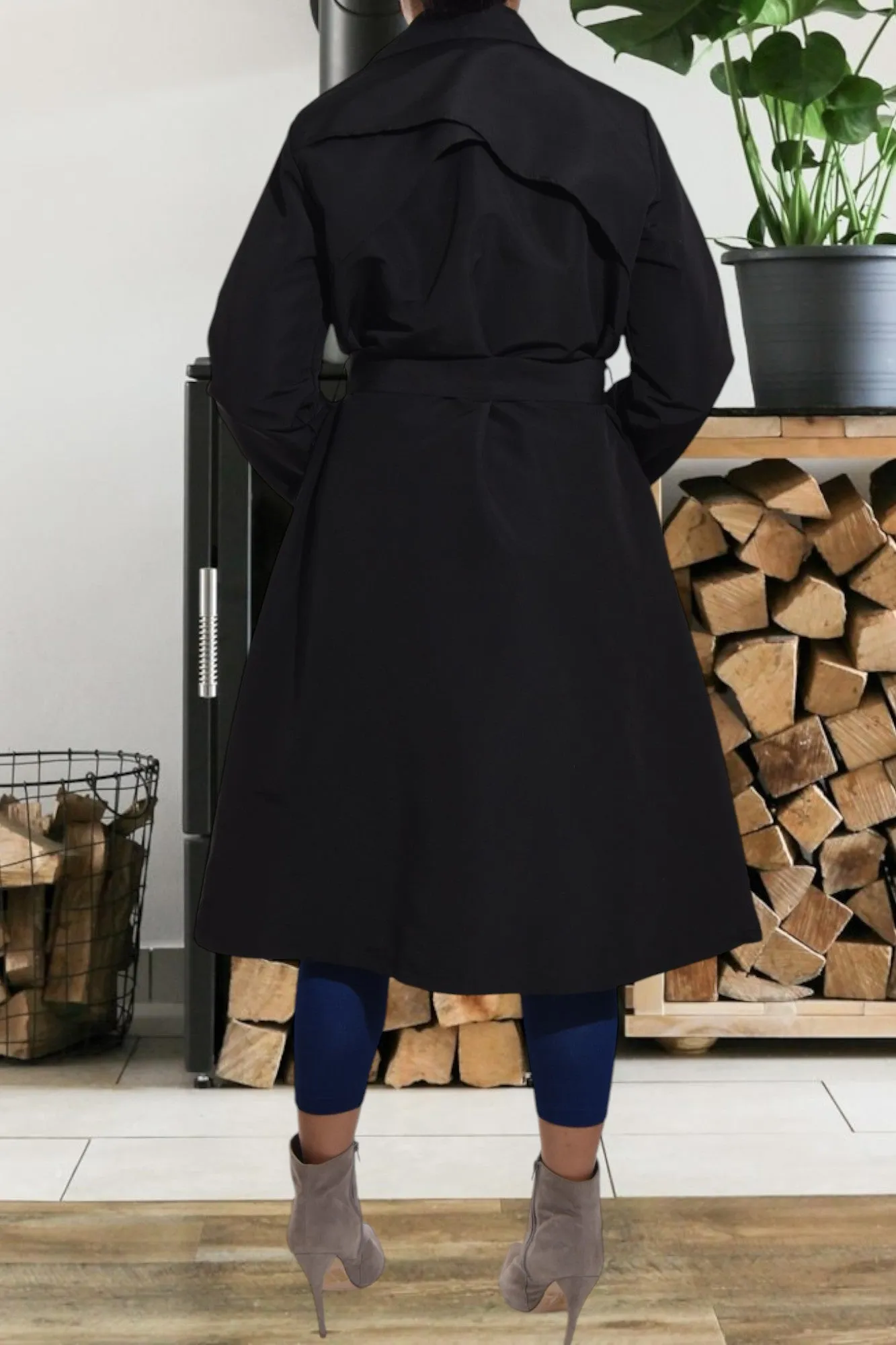 Black Lined Trench Coat