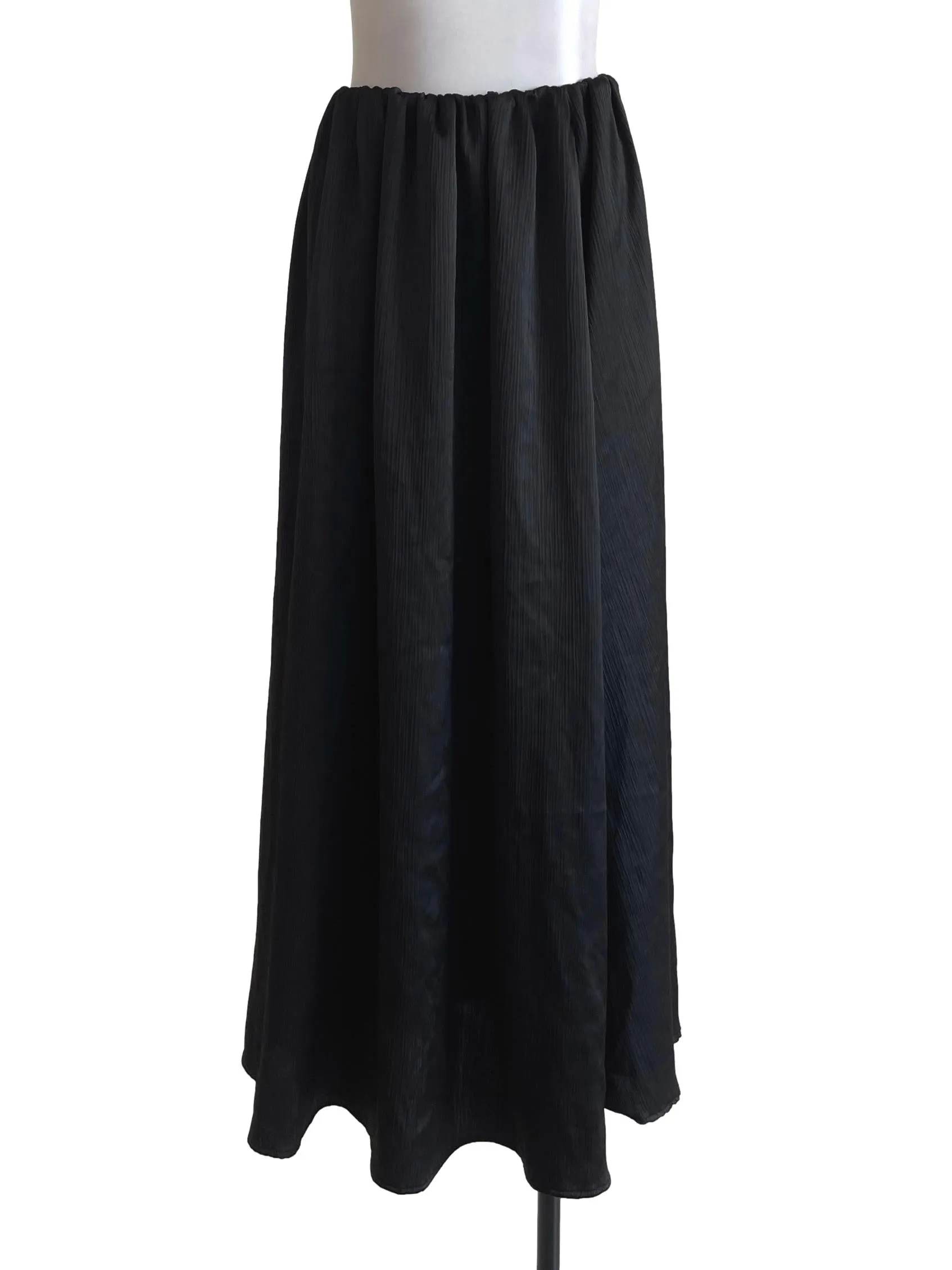 Black Matte Satin A-Line Skirt