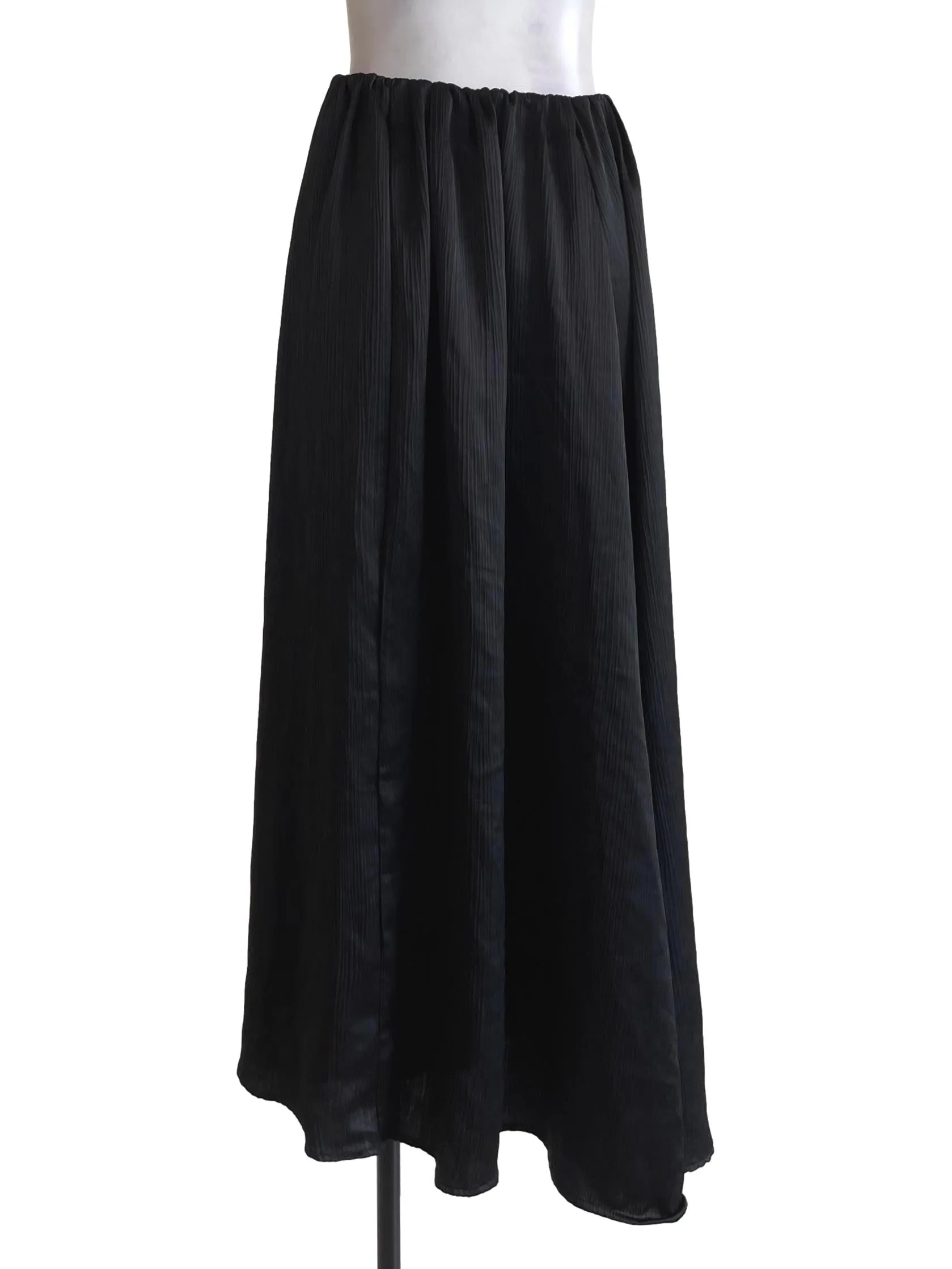 Black Matte Satin A-Line Skirt