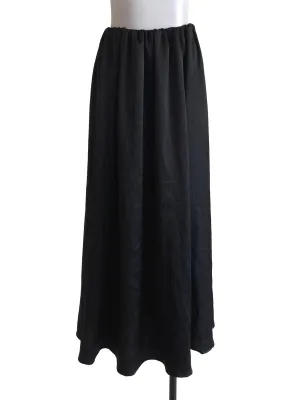Black Matte Satin A-Line Skirt