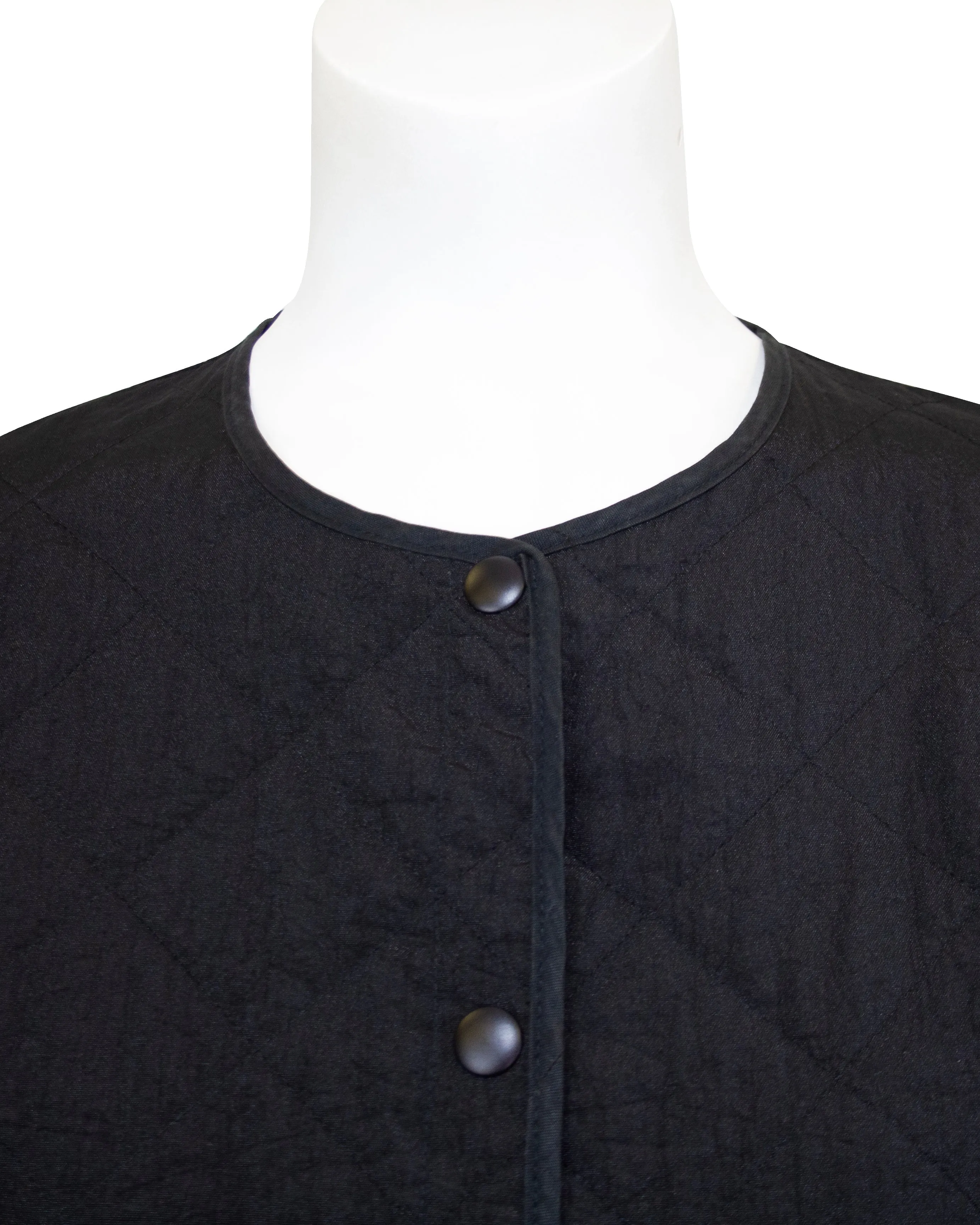 Black Quilted and Embroidered Bomber Jacket