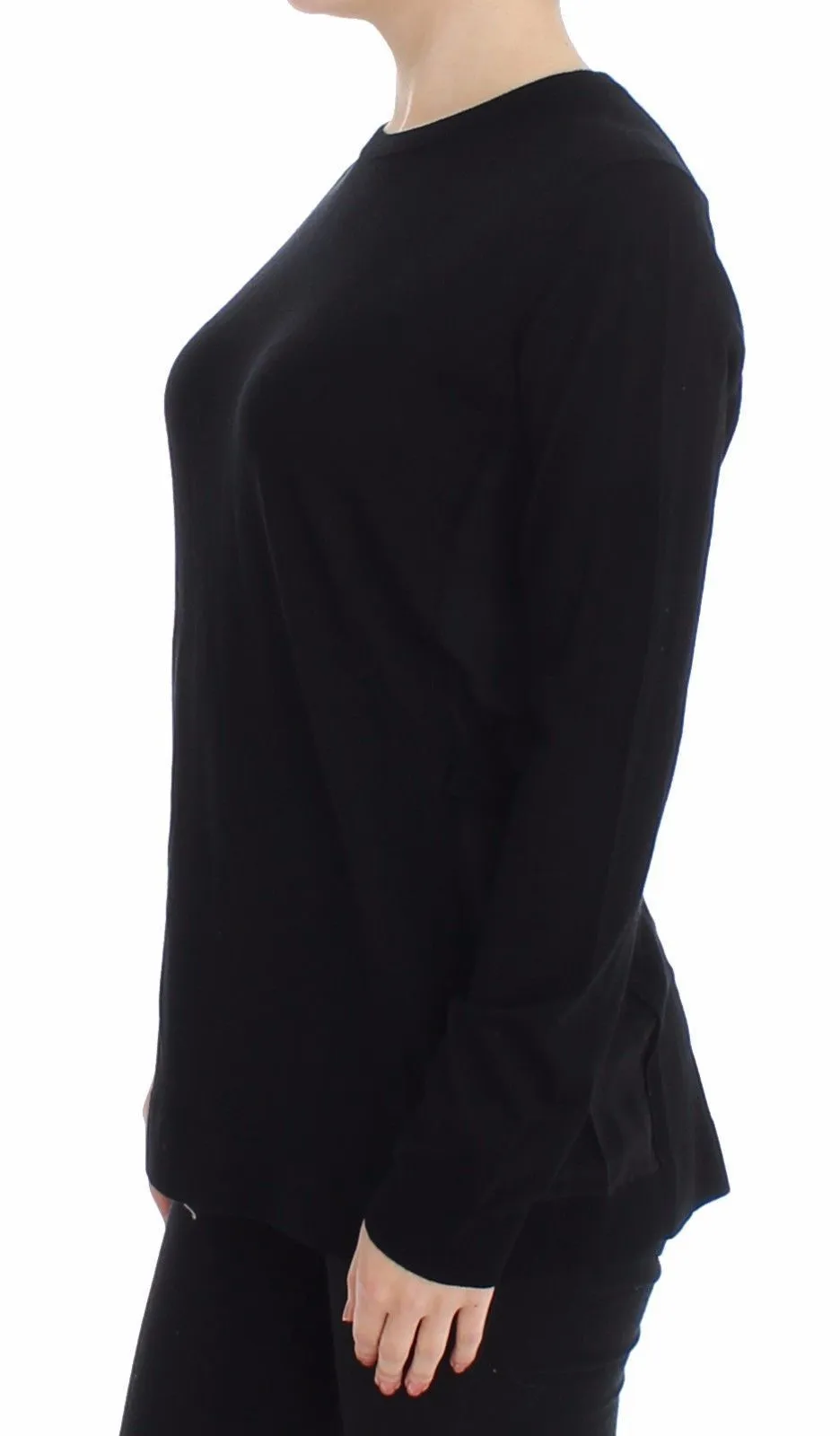 Black Wool Crewneck Sweater Pullover
