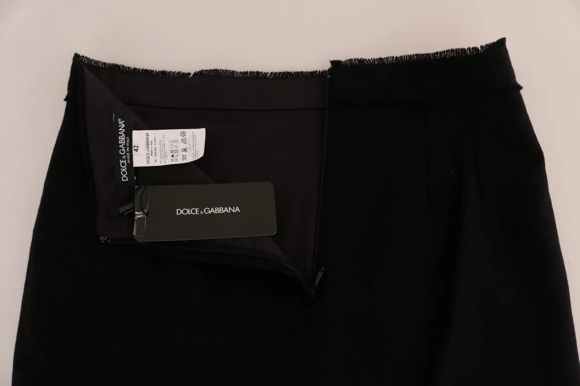 Black Wool Pencil Skirt