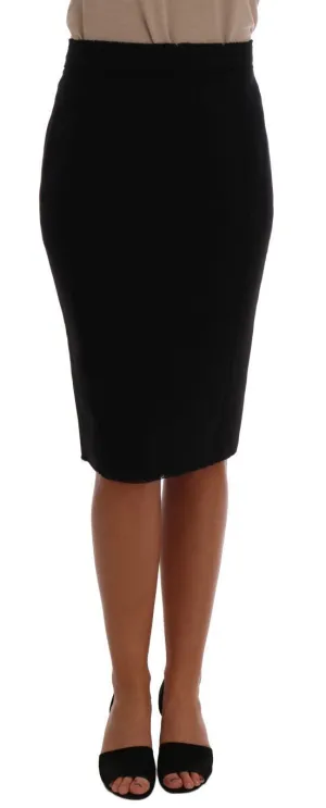 Black Wool Pencil Skirt