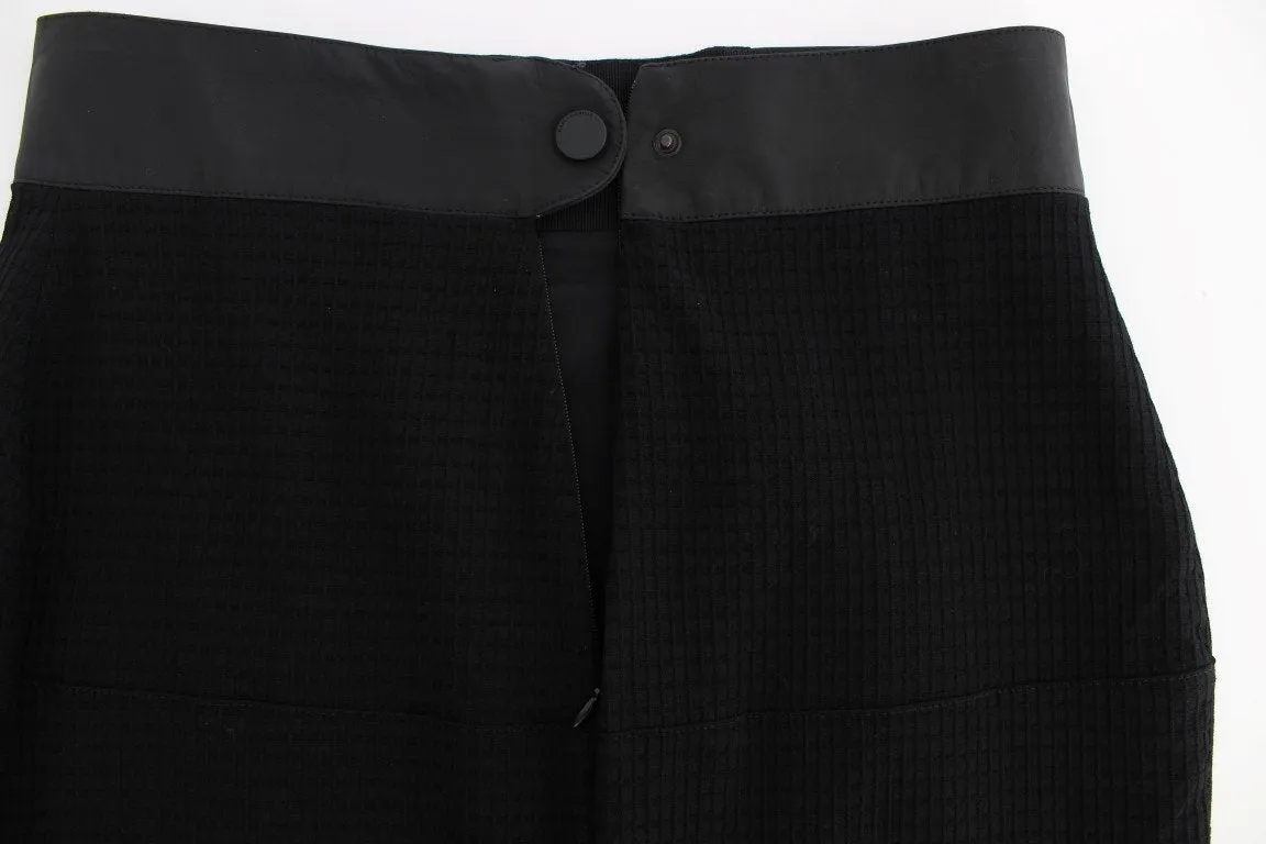 Black Wool Straight Pencil Skirt