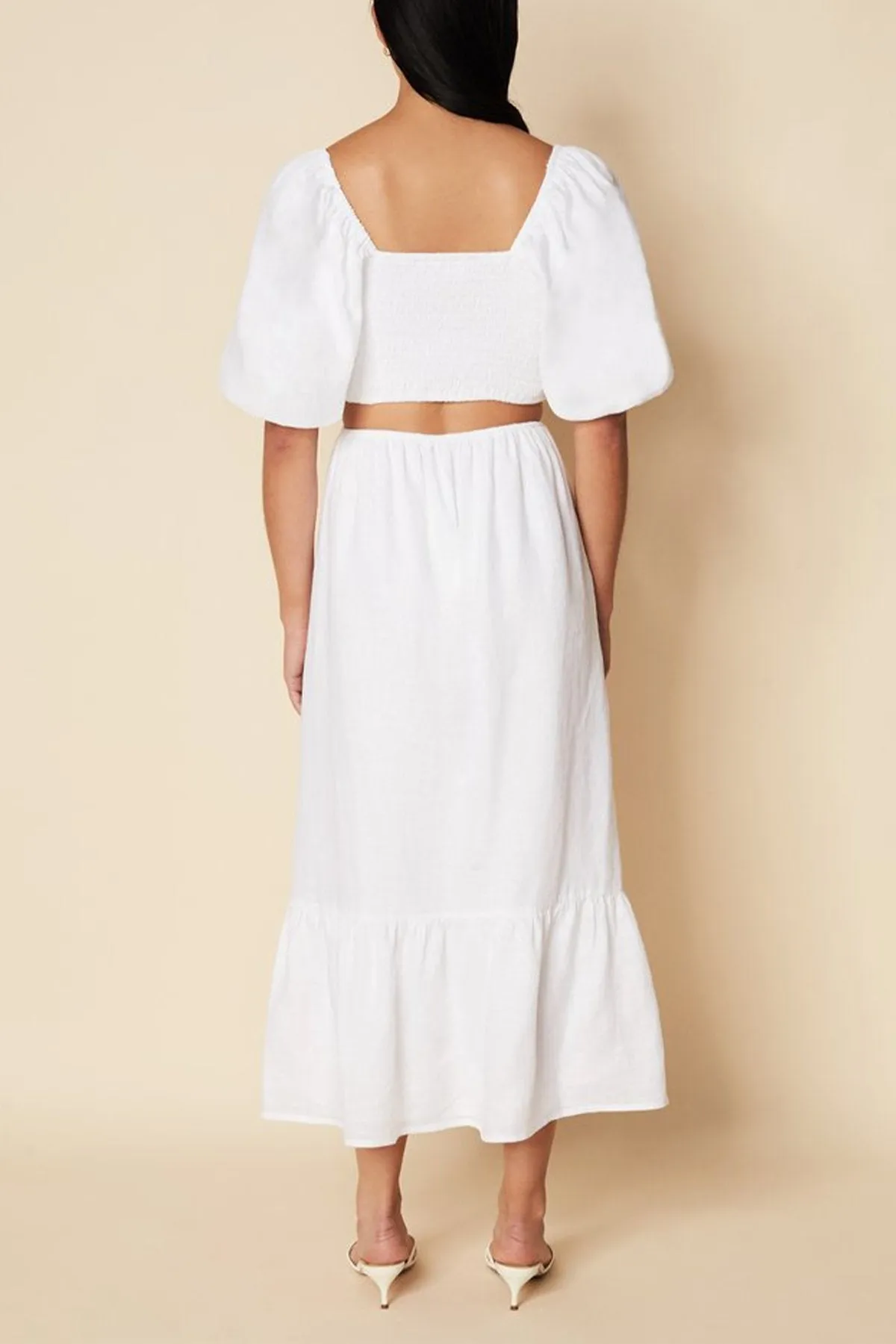 Bloom Midi Dress in Plain White