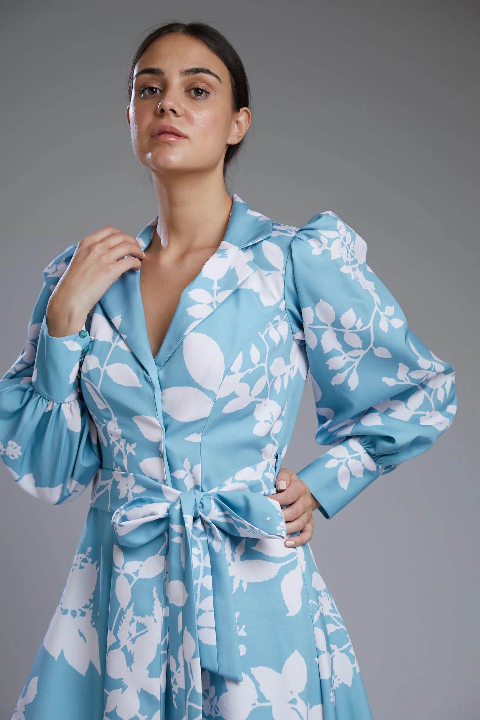 Blue & White Floral Pants With Shirt