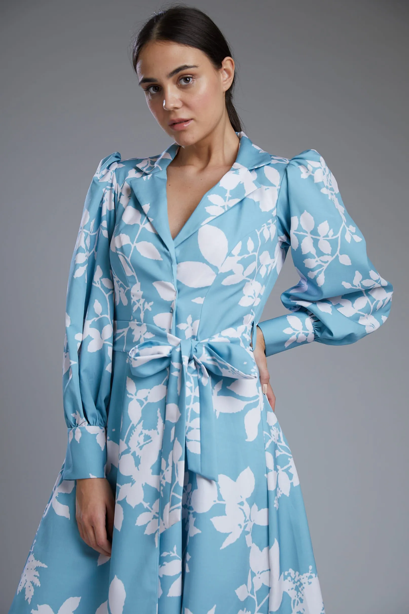 Blue & White Floral Pants With Shirt