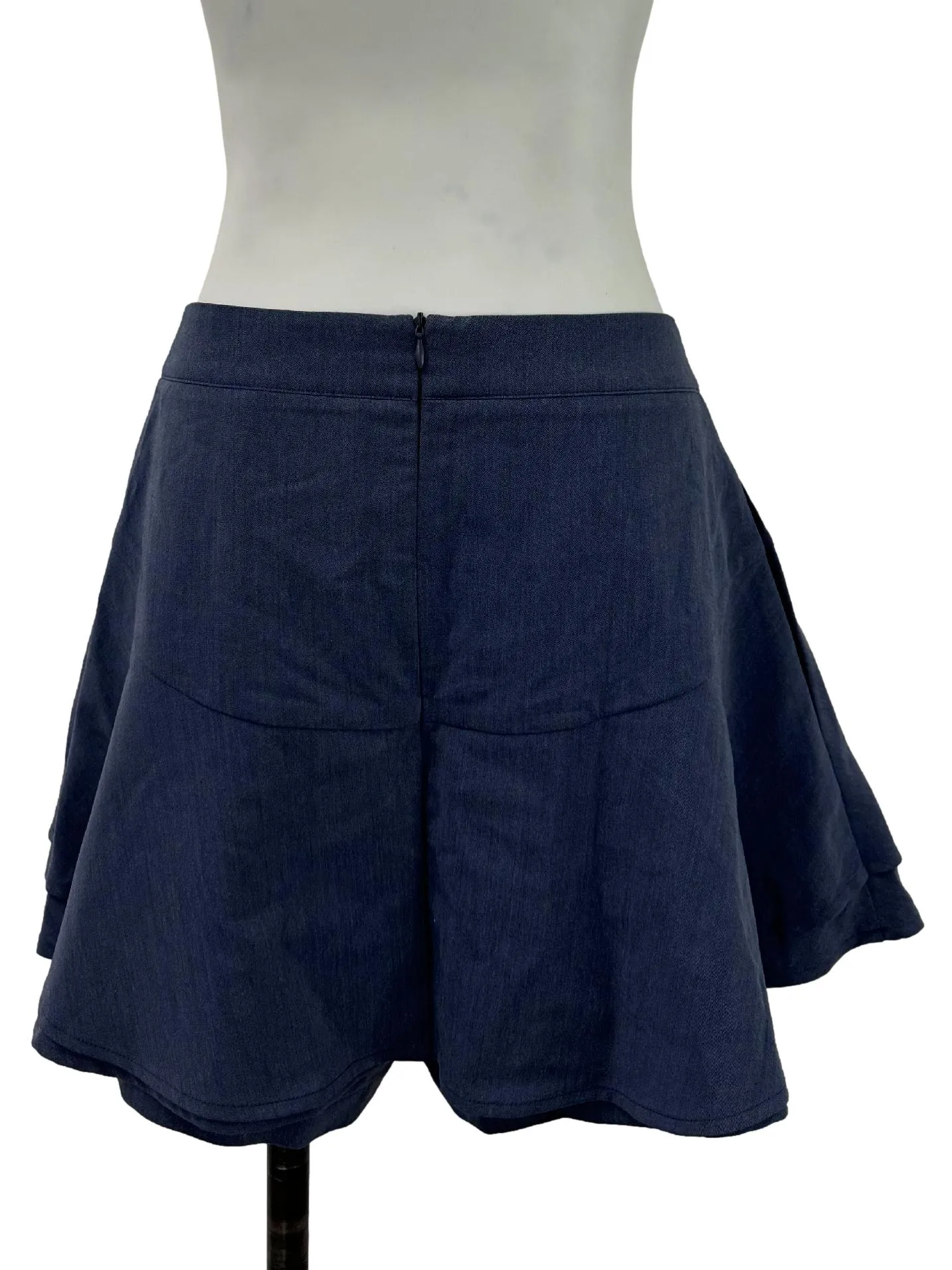 Blue Ruched Mini Skirt
