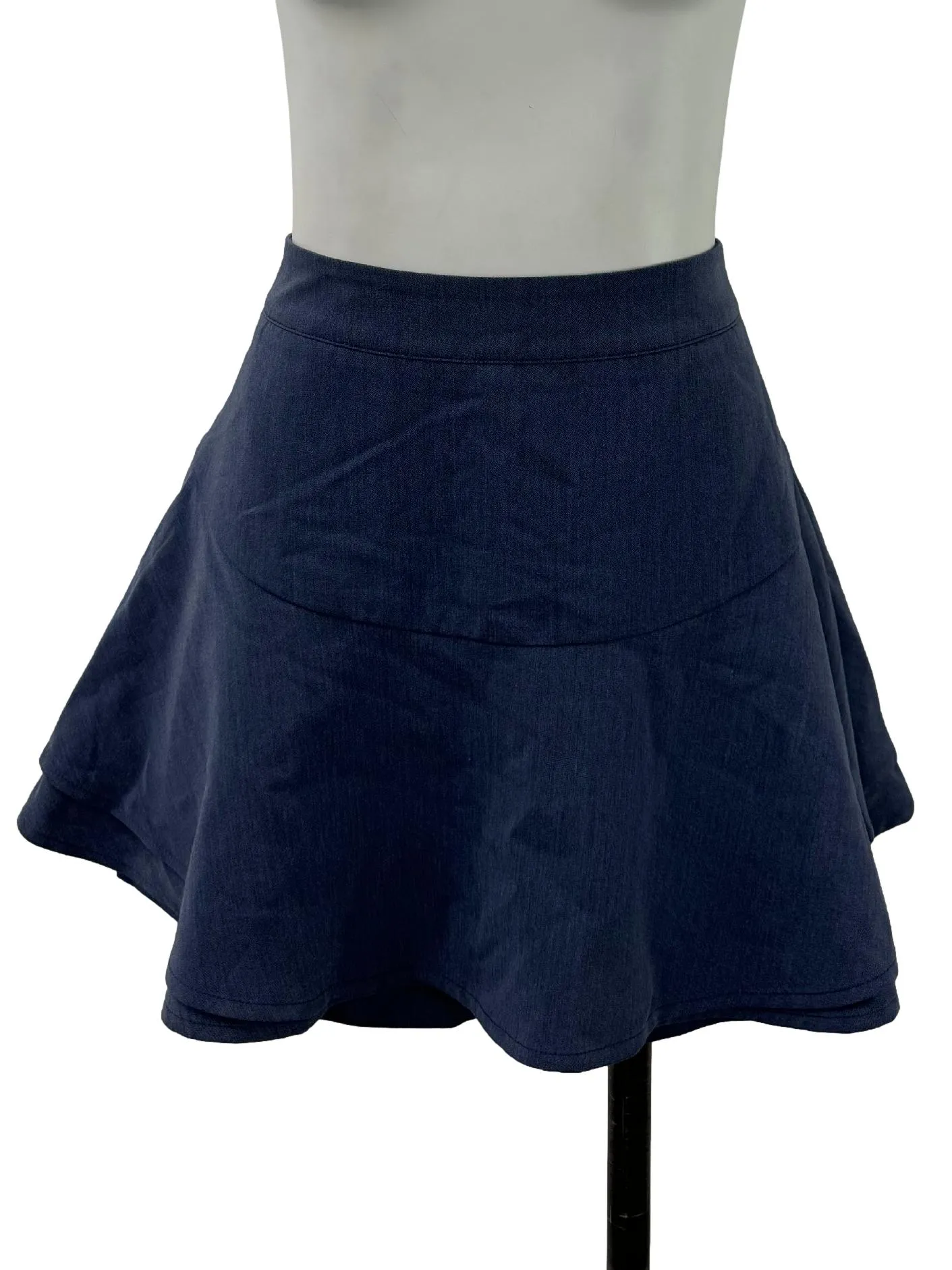 Blue Ruched Mini Skirt