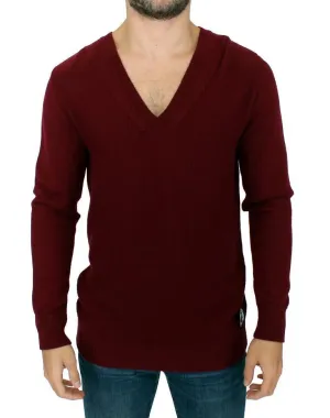 Bordeaux v-neck pullover sweater