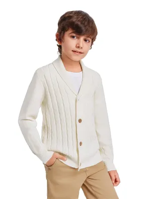 Boy's Cable-Knitted Cardigan Sweater
