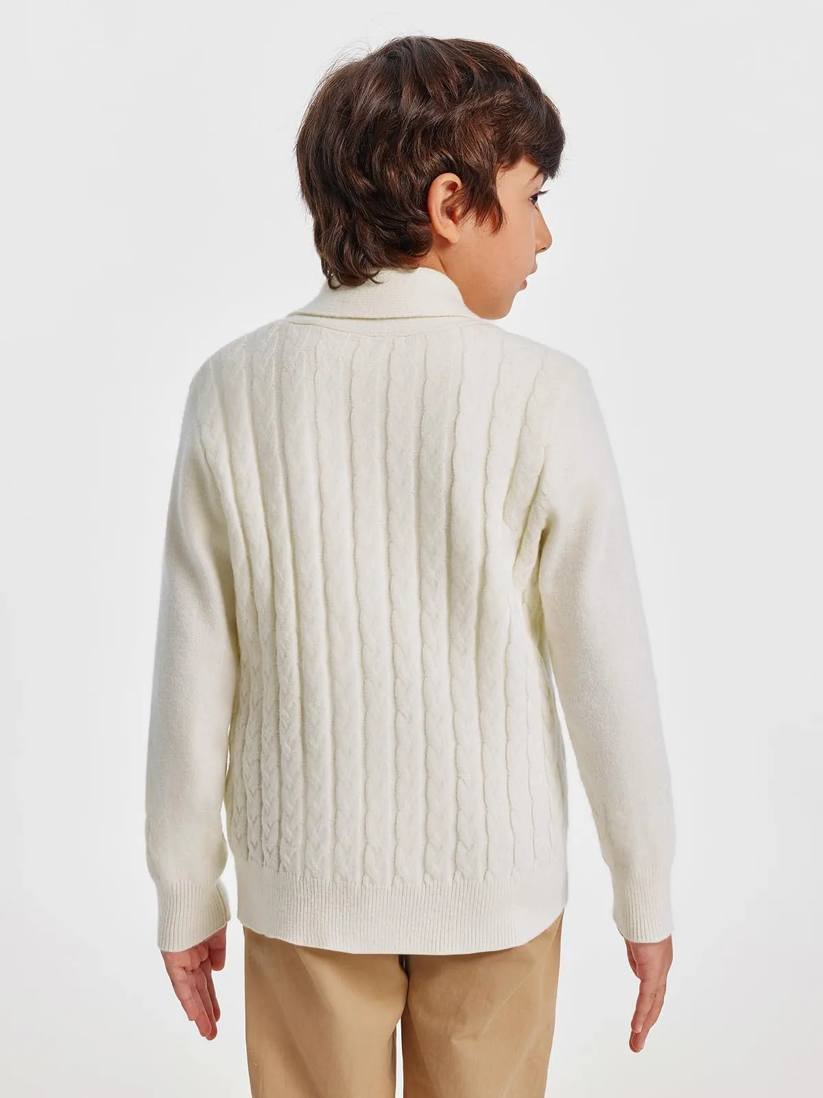Boy's Cable-Knitted Cardigan Sweater