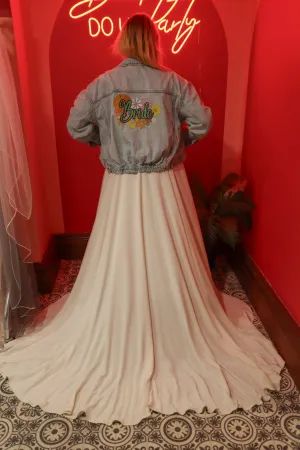 Bride Flowers Denim Jacket - Size 18