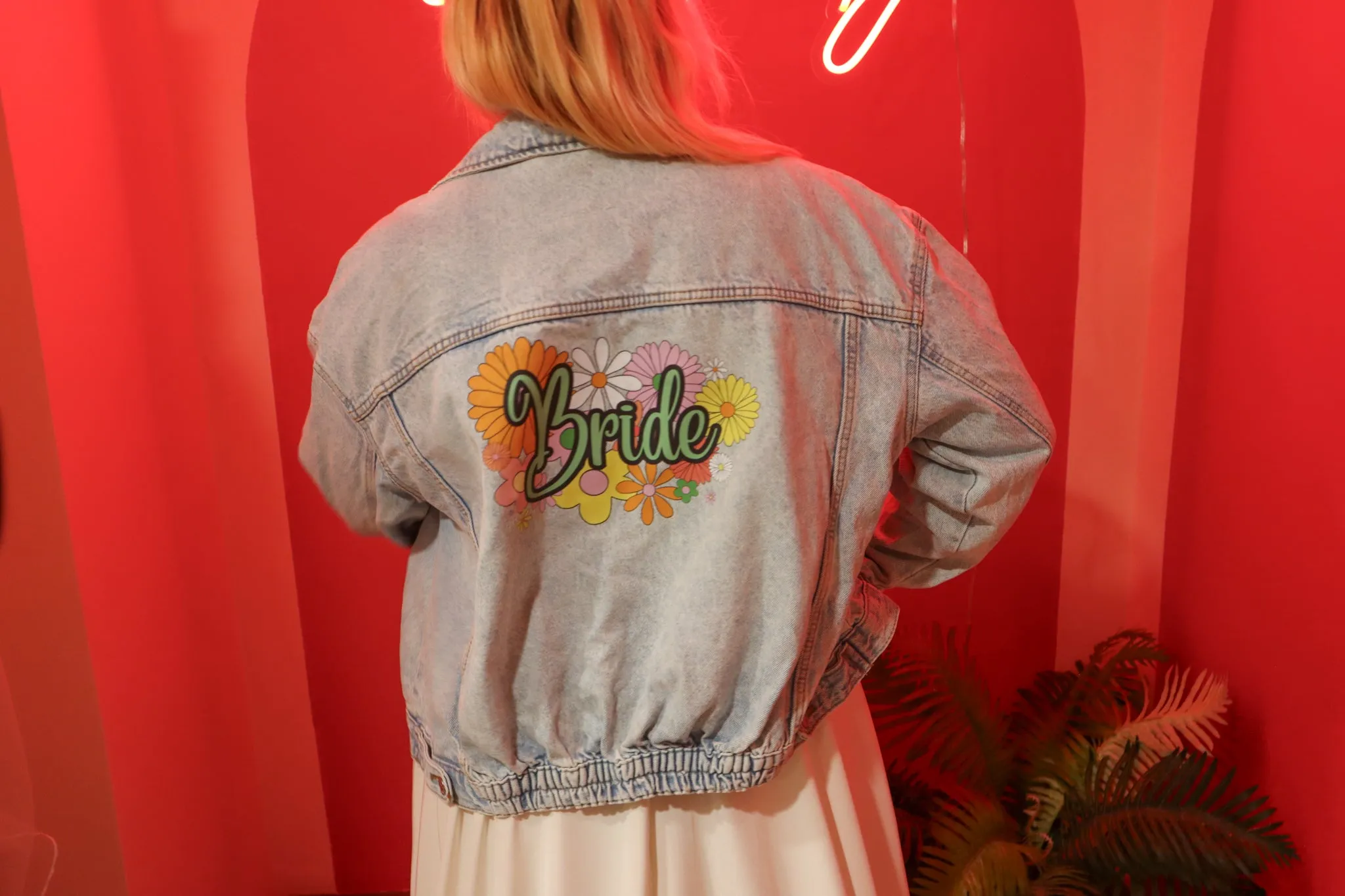 Bride Flowers Denim Jacket - Size 18