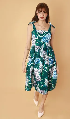 BRIE Square-Neck Midi Dress (Teal)