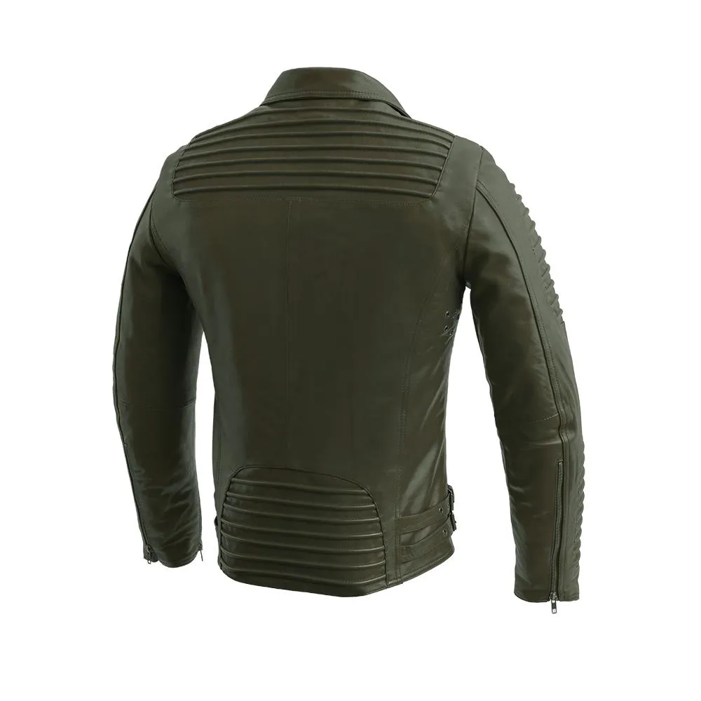 Brooklyn - Men's Fashion Lambskin Leather Jacket (Army Green)