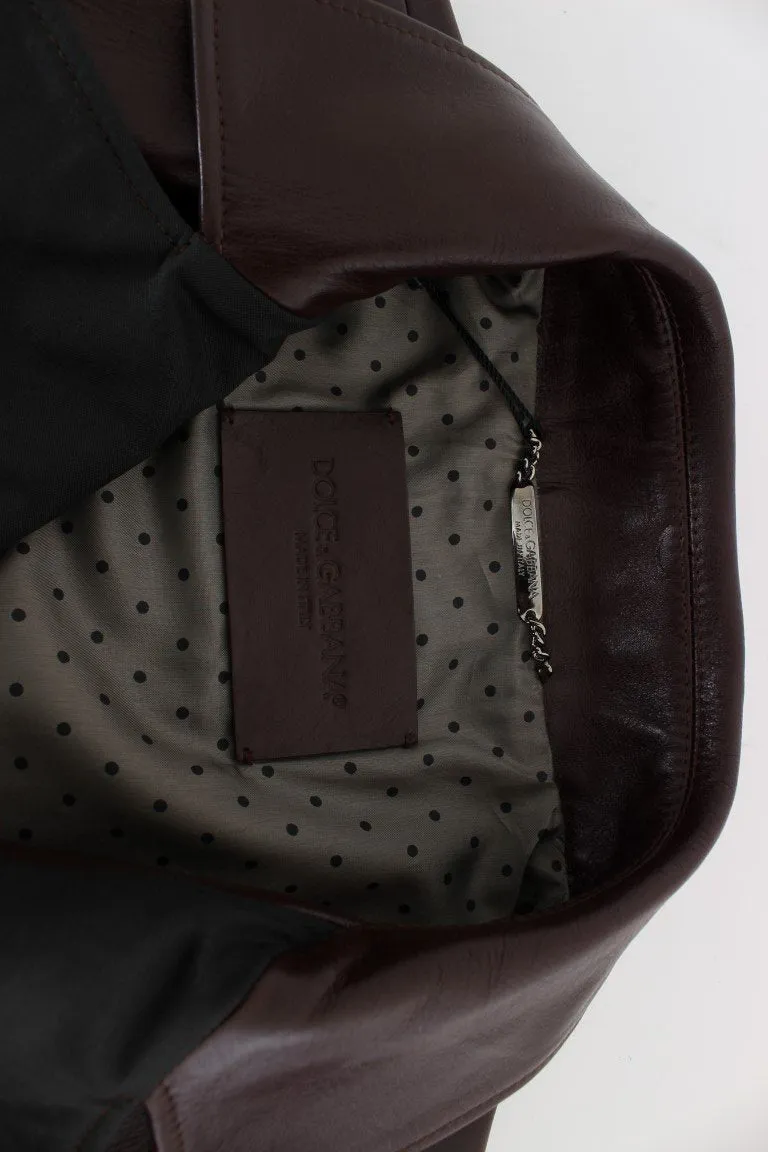 Brown Double Breasted Leather Jacket