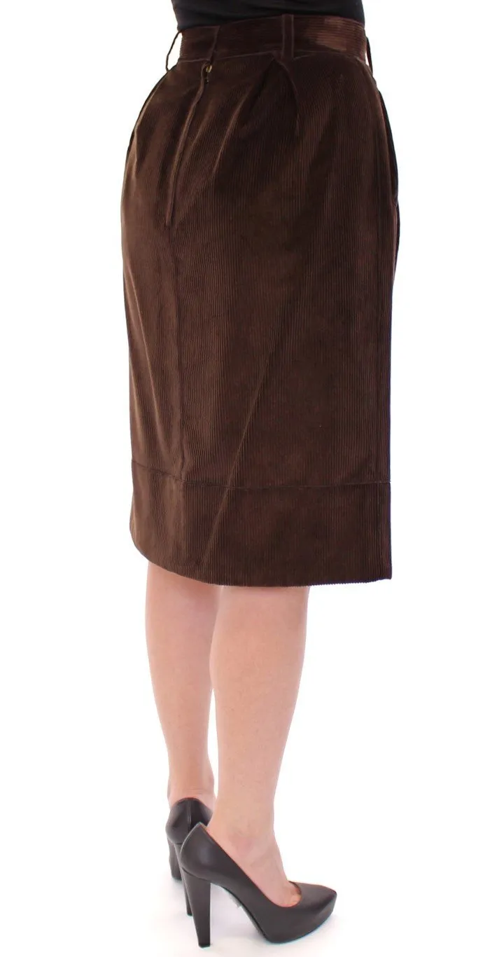 Brown Manchester Knees-Length Pencil Skirt