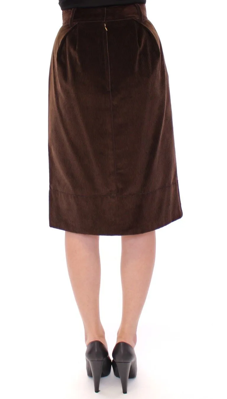 Brown Manchester Knees-Length Pencil Skirt
