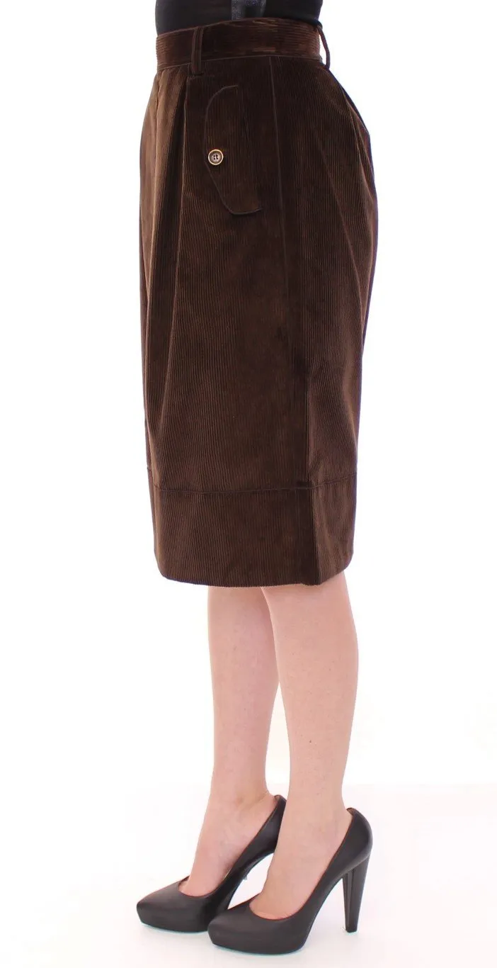 Brown Manchester Knees-Length Pencil Skirt
