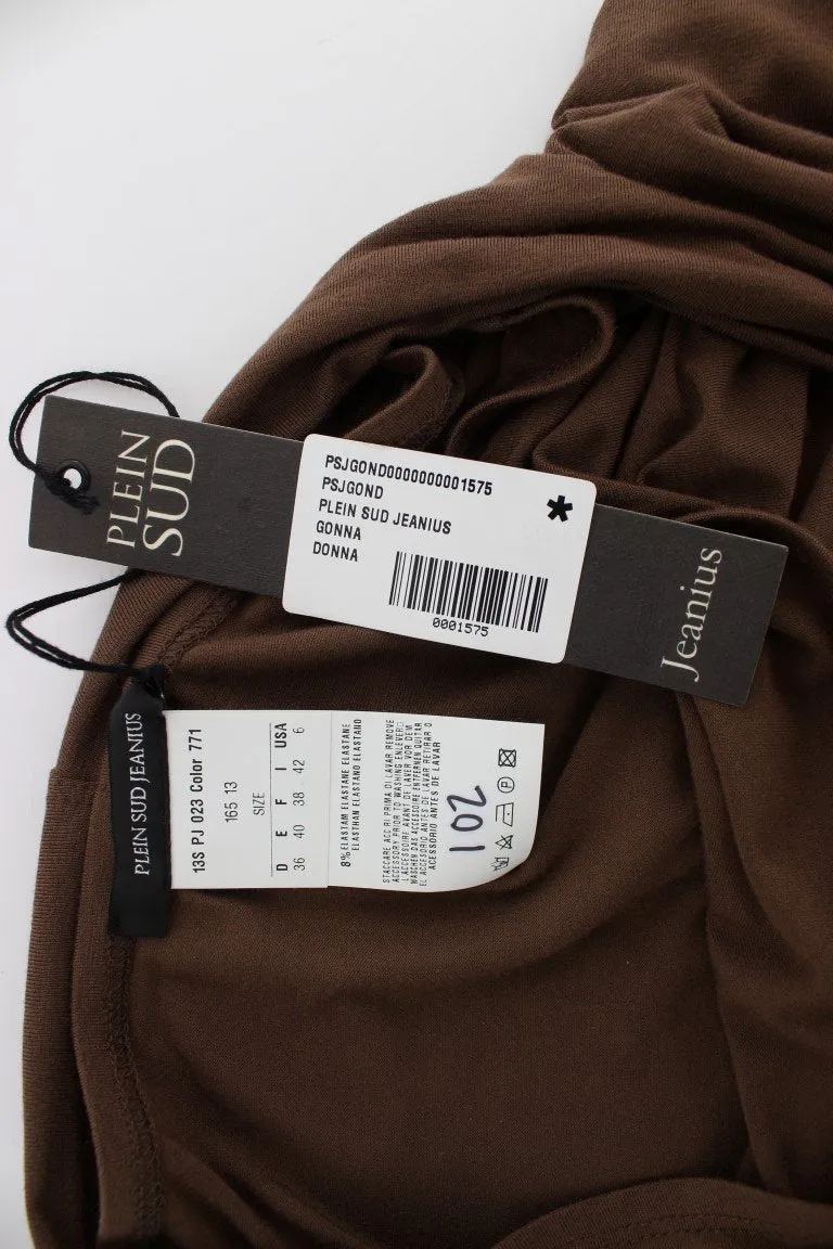 Brown Mini Pencil Stretch Skirt