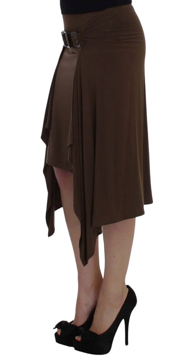Brown Mini Pencil Stretch Skirt