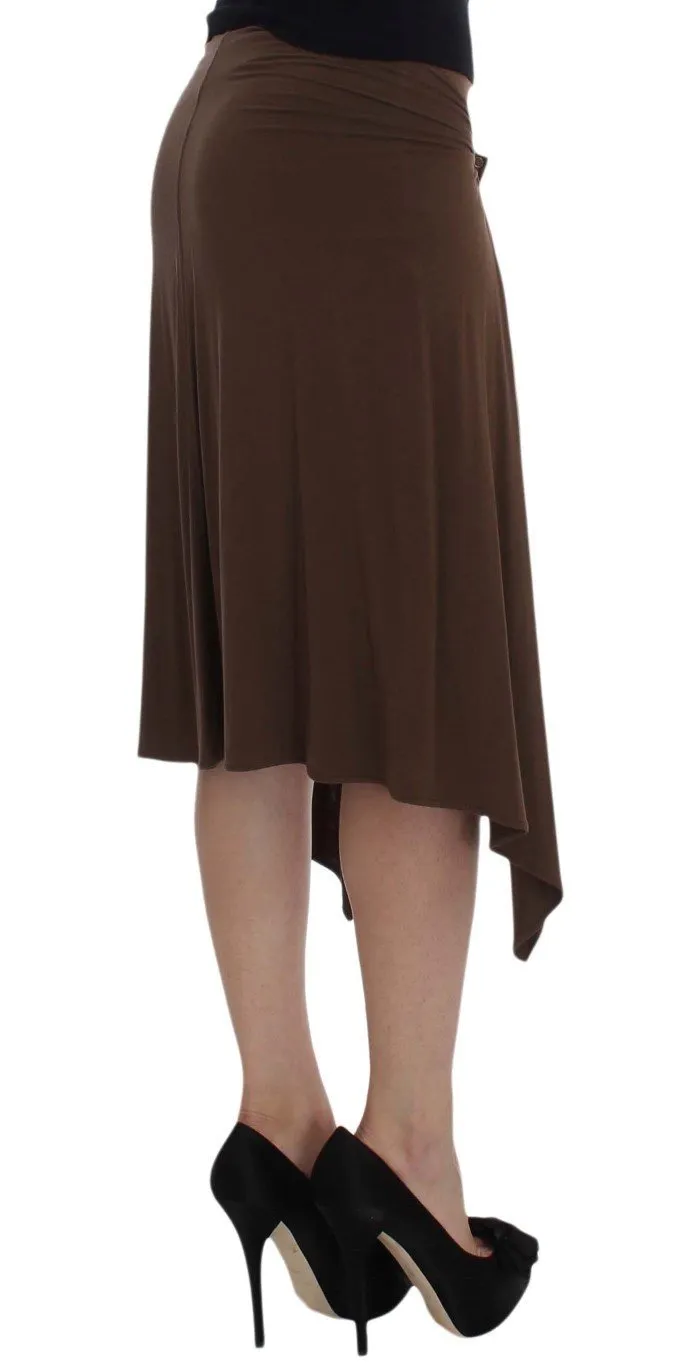 Brown Mini Pencil Stretch Skirt