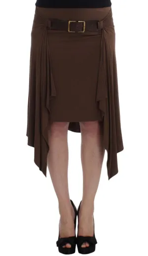 Brown Mini Pencil Stretch Skirt