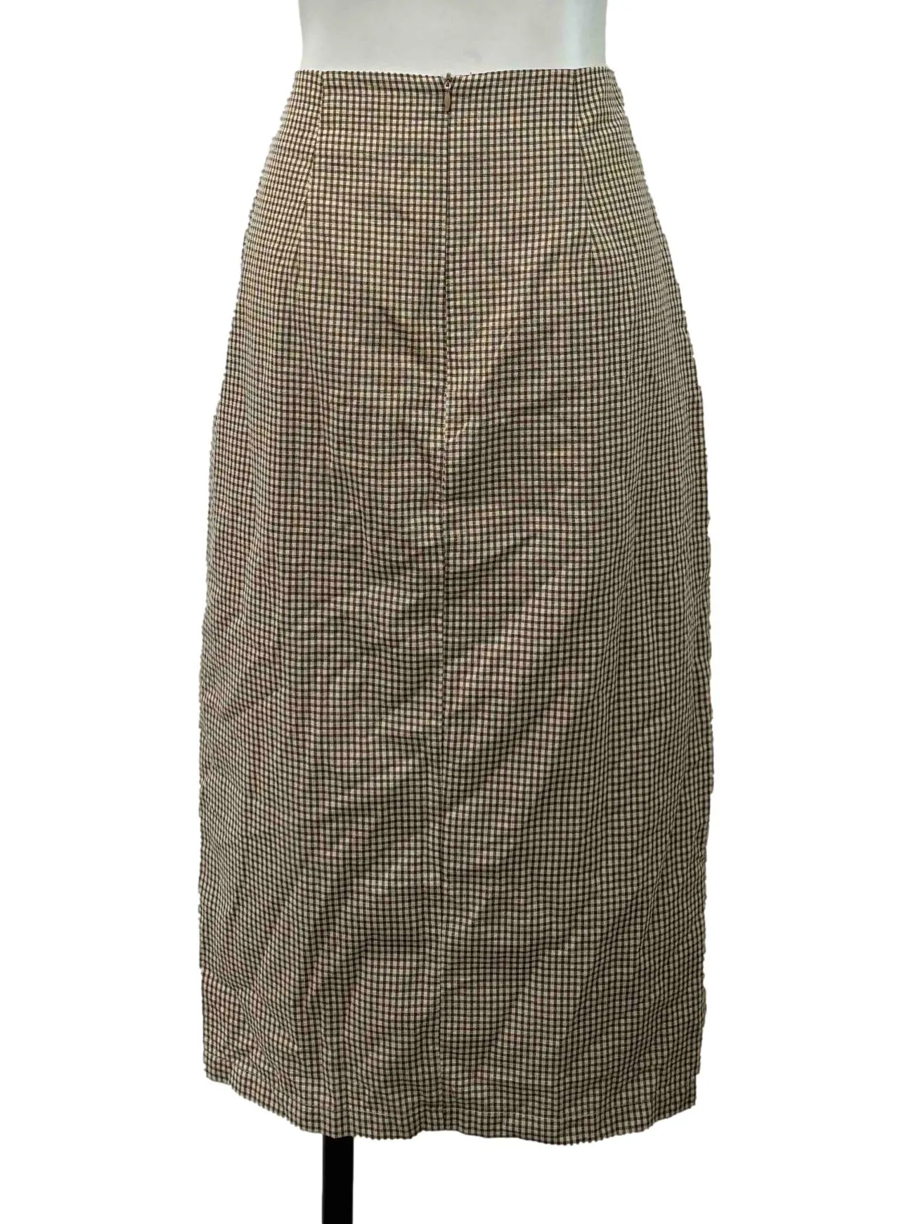 Brown Plaid Pencil Skirt
