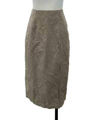 Brown Plaid Pencil Skirt
