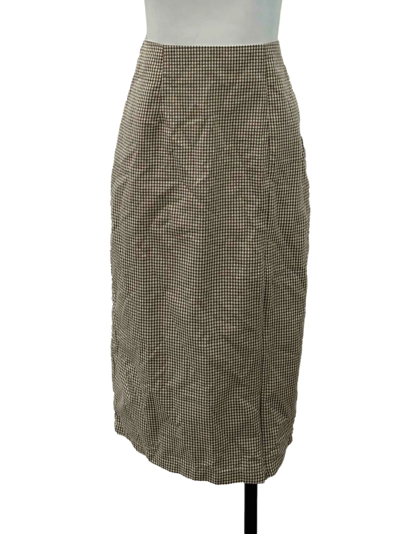Brown Plaid Pencil Skirt