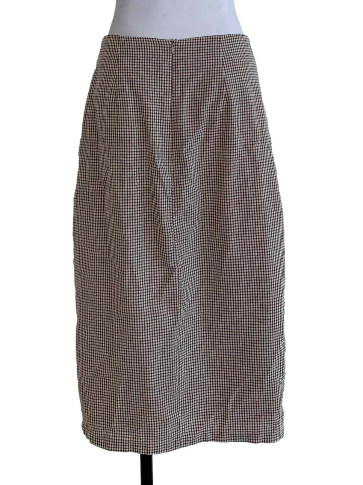 Brown Shepherd'S Check Pencil Skirt
