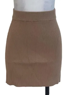 Brown Striped Pencil Skirt