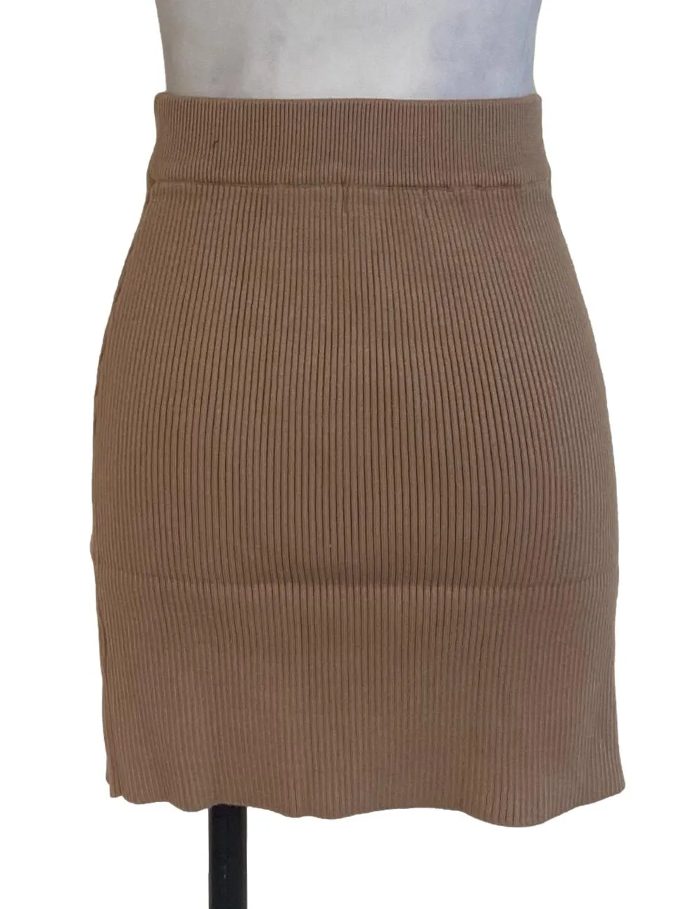 Brown Striped Pencil Skirt