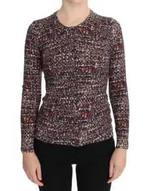 Brown Wool Crewneck Top Cardigan Sweater