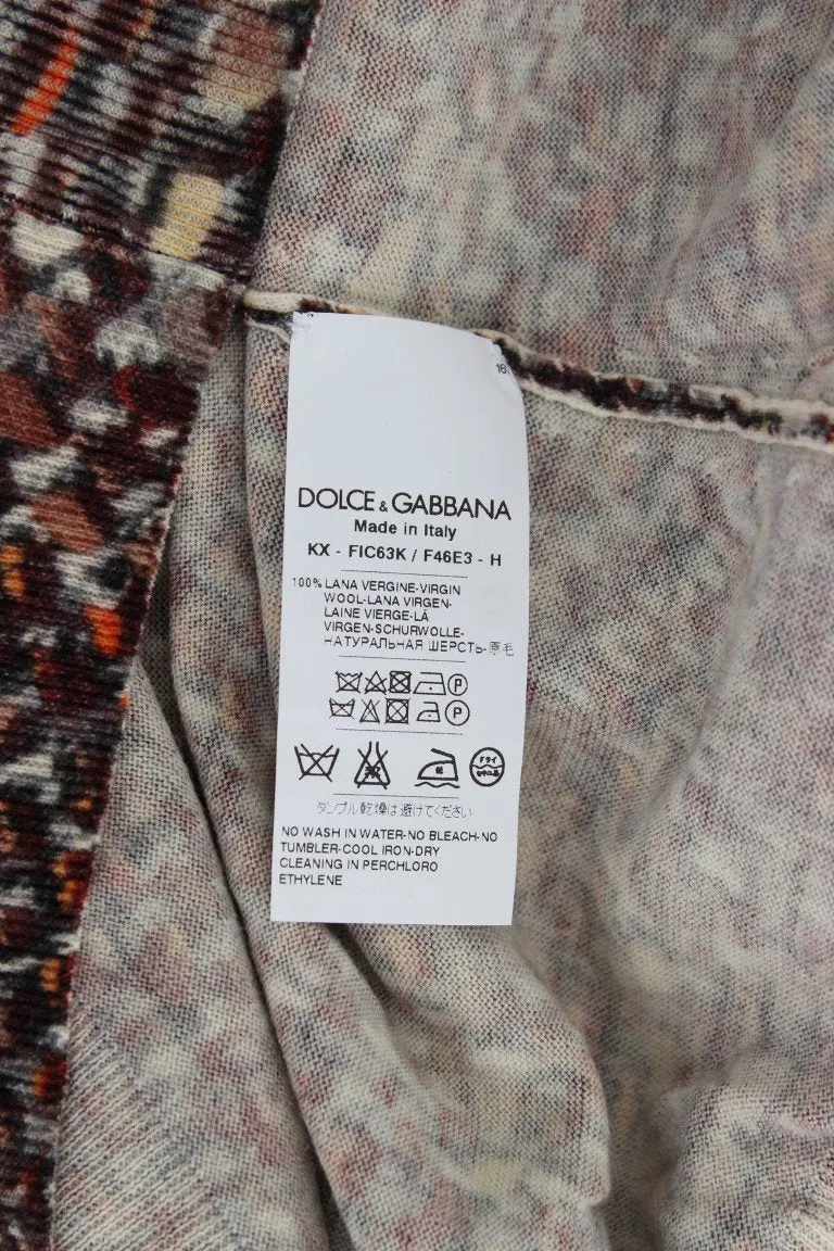 Brown Wool Crewneck Top Cardigan Sweater