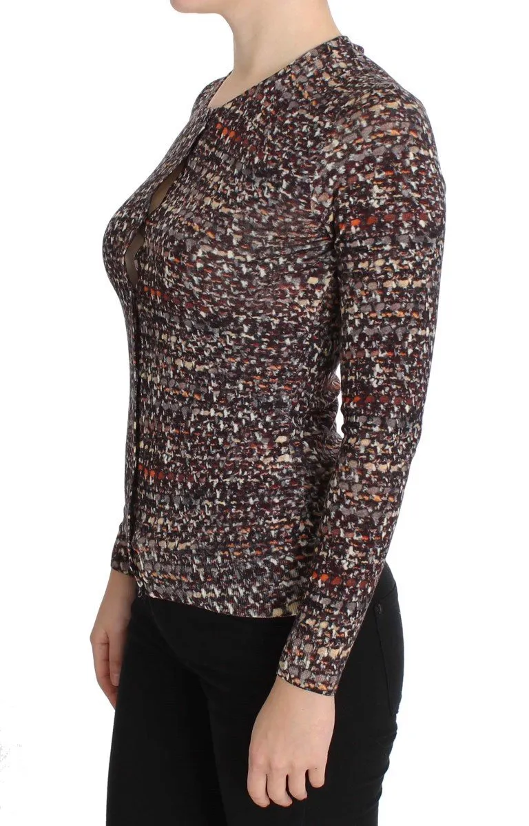 Brown Wool Crewneck Top Cardigan Sweater