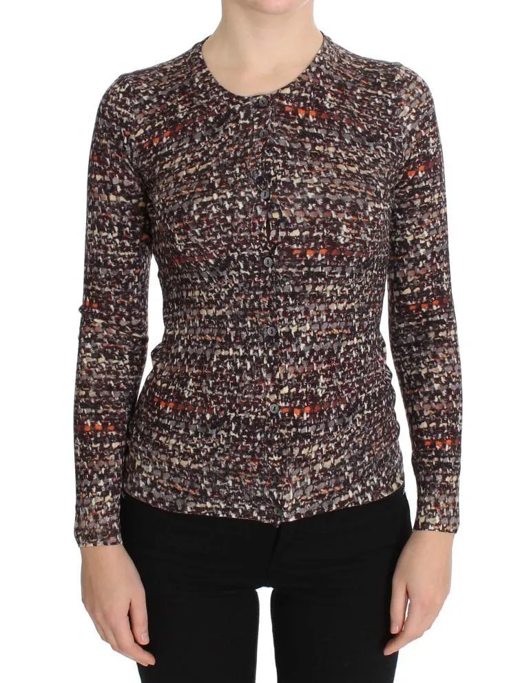 Brown Wool Crewneck Top Cardigan Sweater