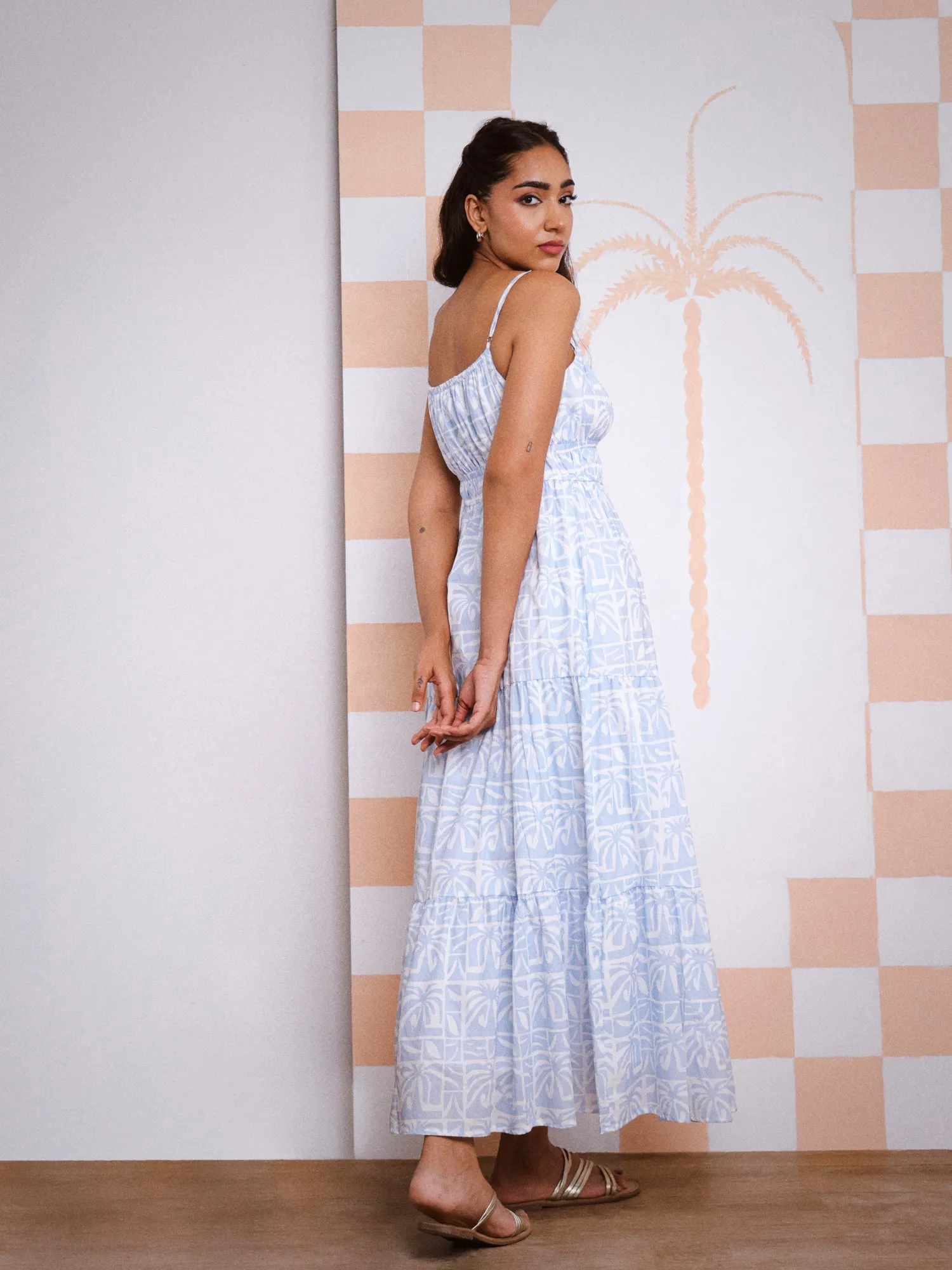 Bustier Detailed Tiered Maxi Dress