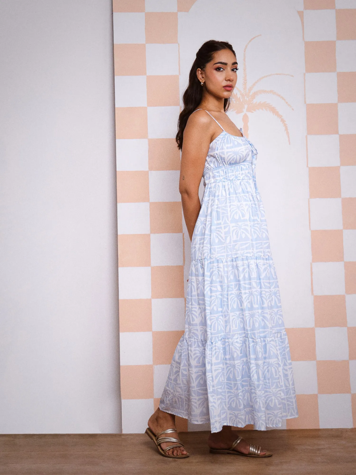 Bustier Detailed Tiered Maxi Dress