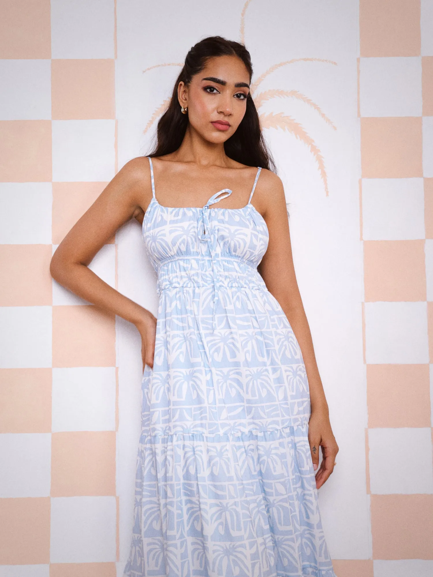 Bustier Detailed Tiered Maxi Dress