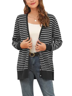 Button Up Knit Striped Cardigan