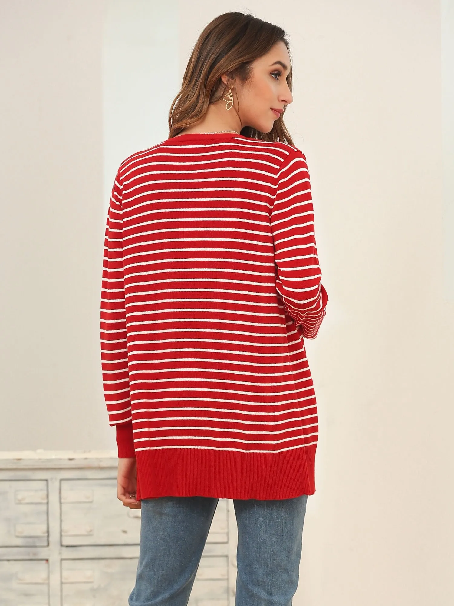 Button Up Knit Striped Cardigan
